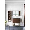 James Martin Vanities 31.5'' Single Vanity, Mid-Century Wlnt, Champagne Brass Base w/ Charcoal Black Composite Stone Top 805-V31.5-W-CB-CH